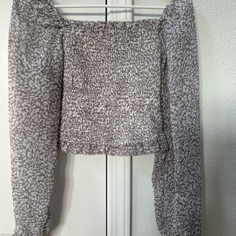 Sheer Animal Print Off-Shoulder Top